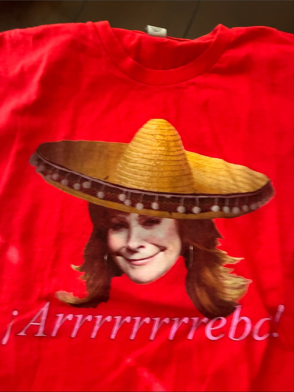 Gildan Red Short Sleeve Tee with Sombrero Face Graphic - Picture 2 of 3